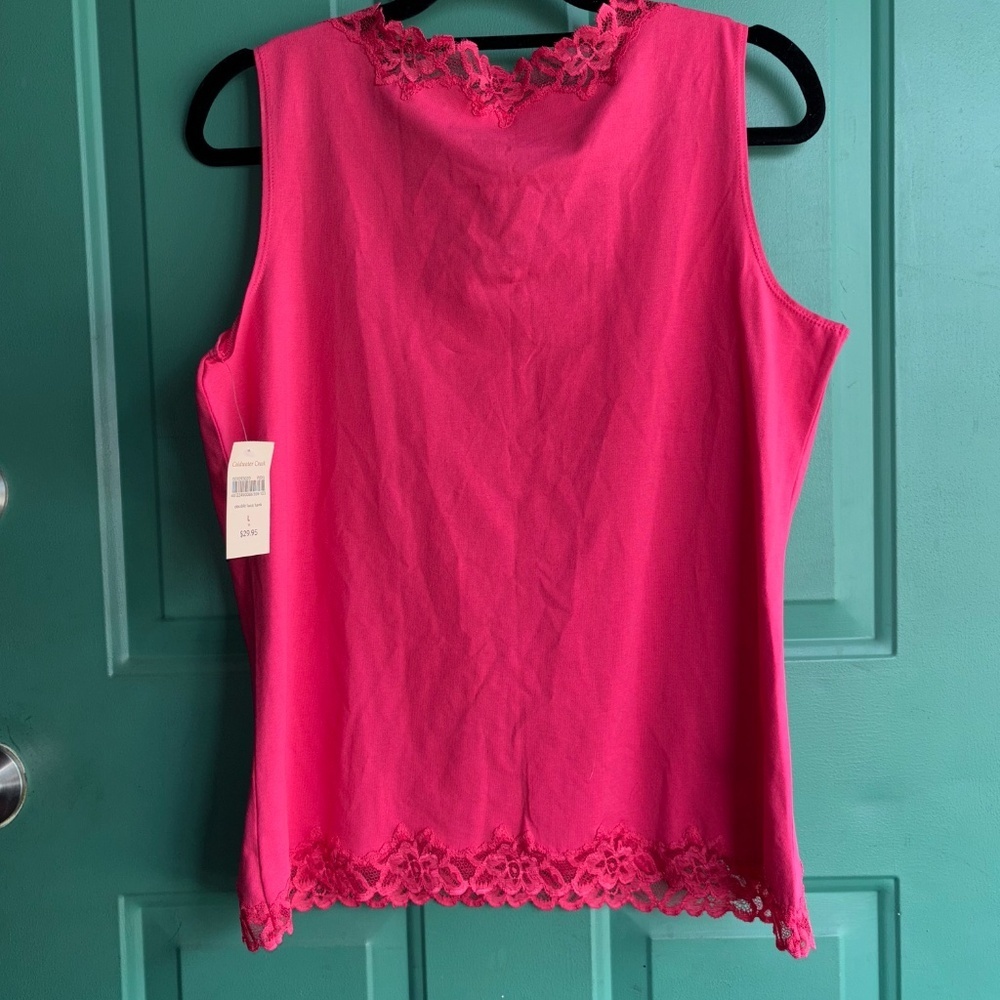 Coldwater creek large pink lacy tank new - Picture 5 of 5